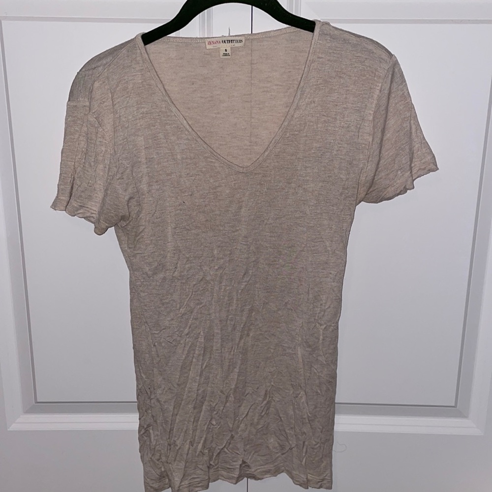 Small cream V Neck T Shirt
